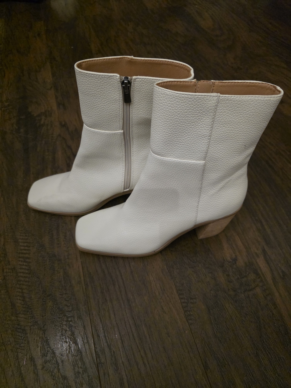 Yellow Box White Pebbled Leather Ankle Boots